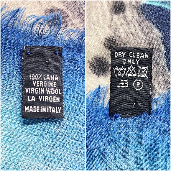 EMMA J. SHIPLEY "The Lost World" Zebra Fantasy Magic Blue Wool Square Scarf 50" - Picture 9 of 9